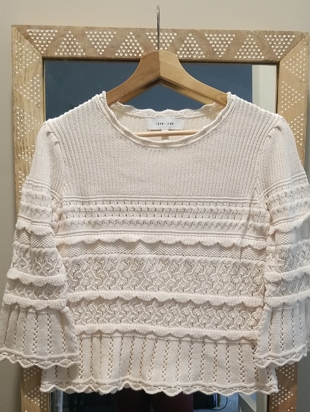 Anthropologie John + Jenn Ivory Textured Knit Pullover